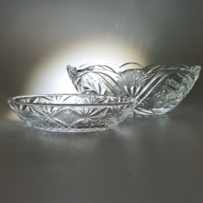 купить Пара вазочек (конфетниц) с цветочным декором (в подборе), стекло, пресс, матирование, СССР, 1970-1990 гг.