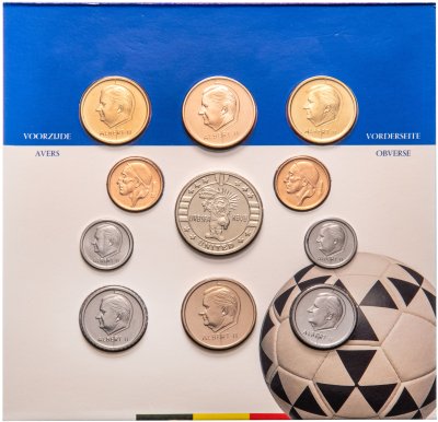 купить Бельгия - набор 10 монет+жетон - 50 сантимов, 1, 5, 20, 50 Франков 1994 UNC