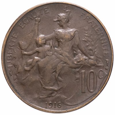 Купить Франция 10 сантимов (centimes) 1916