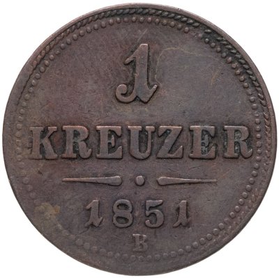 купить Австрия 1 крейцер (kreuzer) 1851 B
