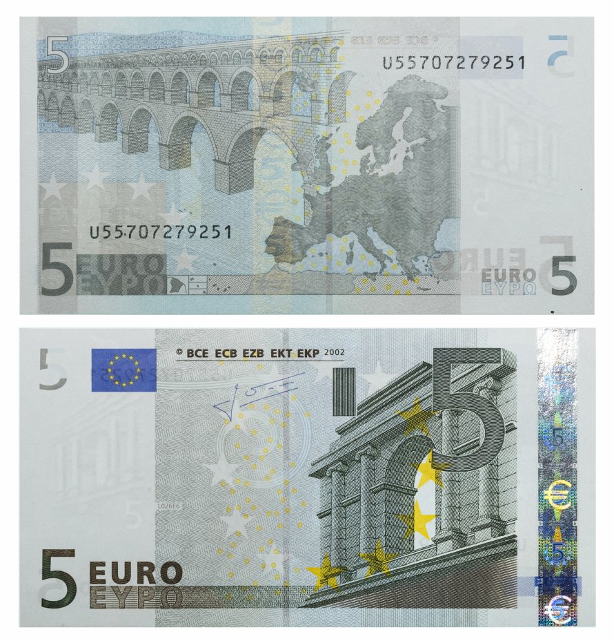 купить Евросоюз 5 евро 2002 (Pick 1u) Франция Подпись Трише