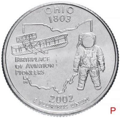 Купить США 1/4 доллара (квотер, 25 центов) 2002 P "Штат Огайо"