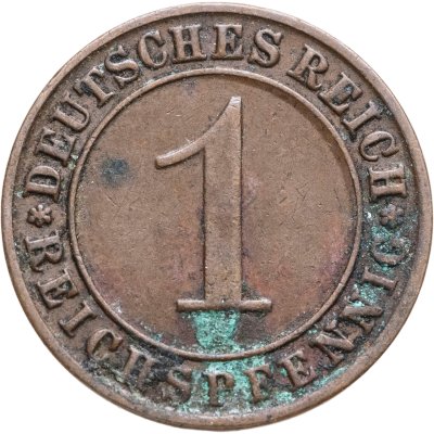 купить Германия 1 рейхспфенниг (reichspfennig) 1927, знак монетного двора "D" — Мюнхен