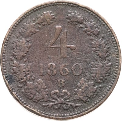 купить Австрия 4 крейцера (kreuzer) 1860 B знак монетного двора "B" - Кремница
