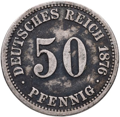 купить Германия 50 пфеннигов (pfennig) 1876, знак монетного двора: "A" - Берлин
