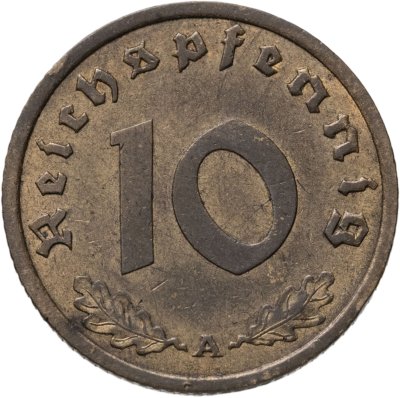 купить Германия, Третий рейх 10 рейхспфеннигов (reichspfennig) 1939