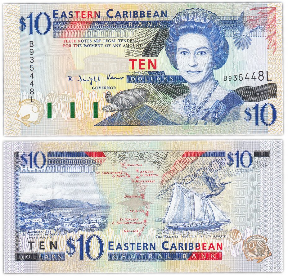 купить Восточные Карибы 10 долларов 1994 (Pick 32l) St.Lucia