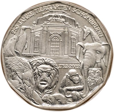купить Австрия 5 евро (euro) 2002 "250 лет Шёнбруннскому зоопарку" в буклете