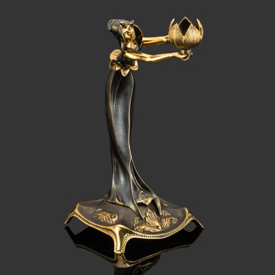 купить Подсвечник "Дева дарящая цветок" правый, бронза, патина, Российская Федерация, 2025 г.