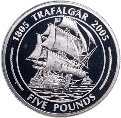 купить Гибралтар 5 фунтов (pounds) 2005 "200 лет Трафальгарской битве - HMS Victory"
