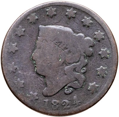 купить США 1 цент (cent) 1824