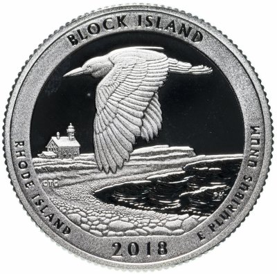 купить США 25 центов (квотер, 1/4 доллара, quarter dollar) 2018 S Proof Национальное убежище дикой природы острова Блок