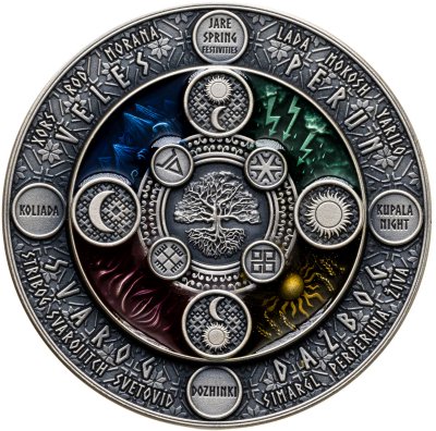 купить Ниуэ 2 доллара 2020 "Славянский календарь", в футляре с сертификатом