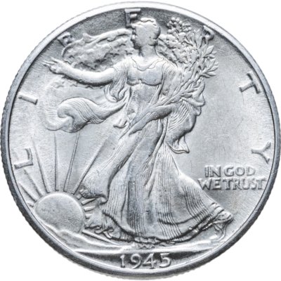 купить США 50 центов (1/2 доллара, half dollar) 1945 Walking Liberty Half Dollar, без отметки монетного двора