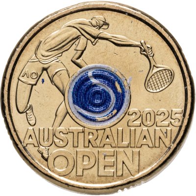 купить Австралия 2 доллара 2025 "Открытый чемпионат Австралии по теннису среди мужчин /синий теннисный мяч/!"