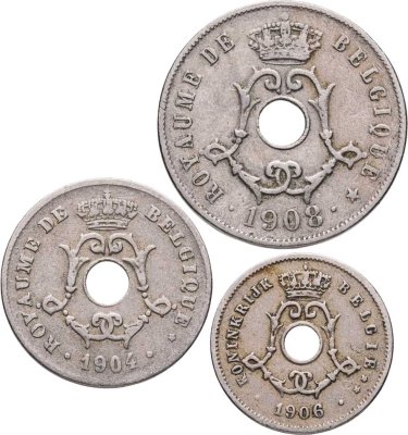 купить Бельгия набор 5, 10, 25 сантимов 1902-1909