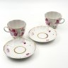 Купить Набор из 2-х кофейных пар с декором в виде цветов, фарфор, деколь, золочение, Ленинградский фарфоровый завод (ЛФЗ), СССР, 1970-1986 гг.