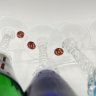 Купить Набор из шести рюмок с витыми ножками в сине-зеленой гамме, цветное стекло, Италия, 1970-2000 гг.