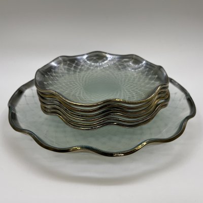 купить Набор блюдец на 6 персон в комплекте с блюдом, стекло, золочение, СССР, 1970-1990 гг.