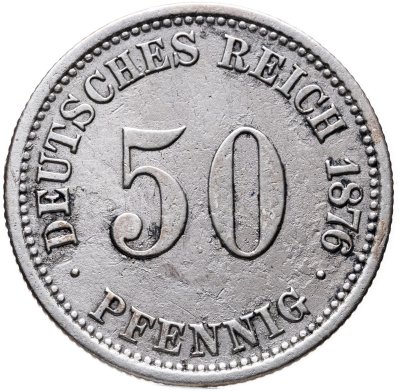 купить Германия 50 пфеннигов (pfennig) 1876, знак монетного двора: "A" - Берлин