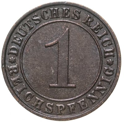 купить Германия 1 рейхспфенниг 1936, знак монетного двора "E" — Мульденхюттен