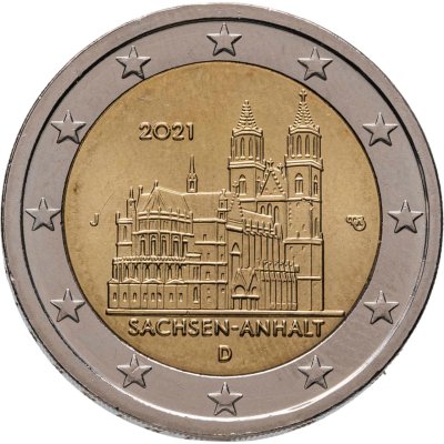 купить Германия 2 евро (euro) 2021 "Федеральная земля Саксония-Анхальт - Магдебургский собор", знак монетного двора "J" - Гамбург