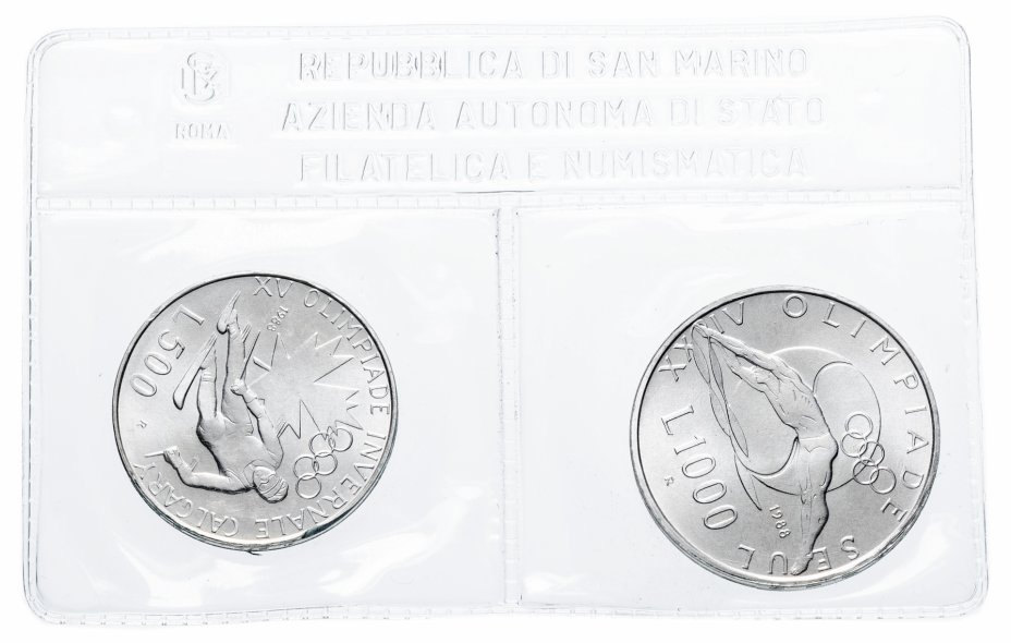купить Сан-Марино набор из 2х монет 1988 года "XXIV Летние олимпийские игры в Сеуле"