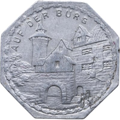 купить Германия (Нюрнберг) нотгельд 20 пфеннигов 1921 "Внутри замка" трамвайный жетон