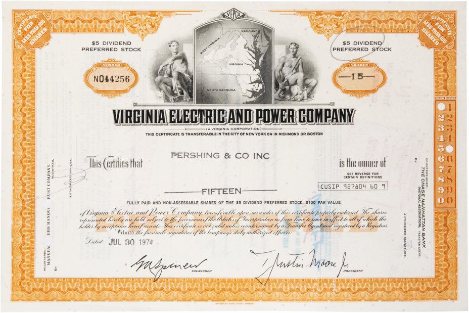 купить Акция США Virginia Electric And Power Company 1965- 1974 г.