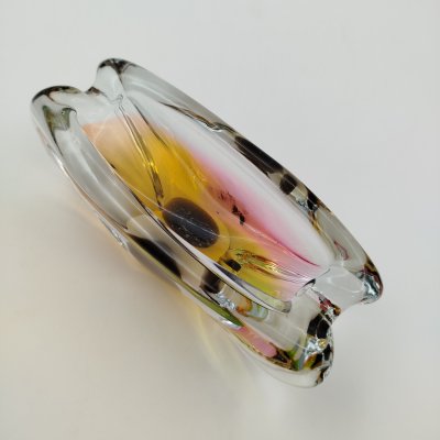 купить Пепельница (мелочница) сине-оранжевого оттенка, автор автор Josef Rozinek (Йозеф Розинек), цветное стекло, Borske Sklo, Чехословакия, 1970-1990 гг.