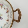 Купить Блюдо (сухарница) с прорезным бортом, украшенное изображением цветов, фарфор, деколь, золочение, сплав металлов, Западная Европа, 1970-1990 гг.