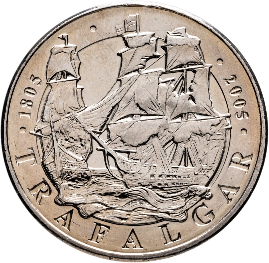 Купить Великобритания 5 фунтов (pounds) 2005 "200 лет Трафальгарской битвы"