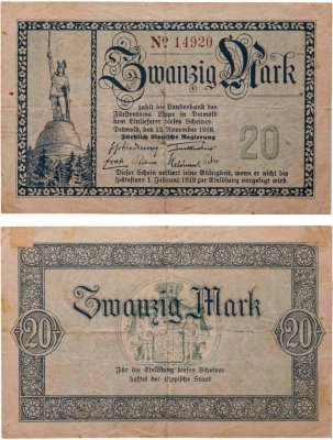 купить Германия 20 марок 1919 (1918) Липпе Детмольд