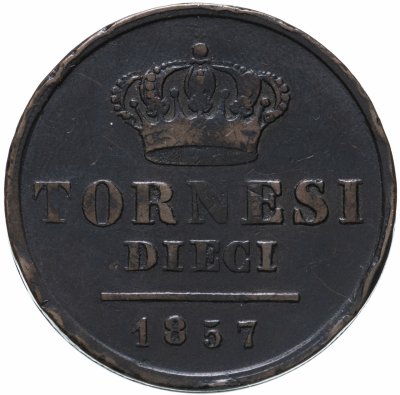 купить Королевство обеих Сицилий 10 торнези (tornesi) 1857