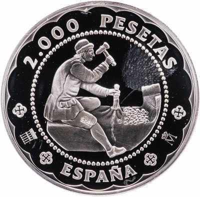 купить Испания 2000 песет (pesetas) 2001 "500 лет монетному двору Сеговии"