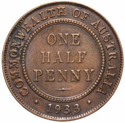 Купить Австралия 1/2 пенни (penny) 1933