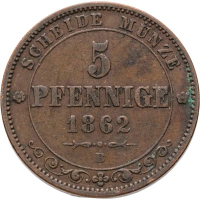 купить Германия, Саксония 5 пфеннигов 1862