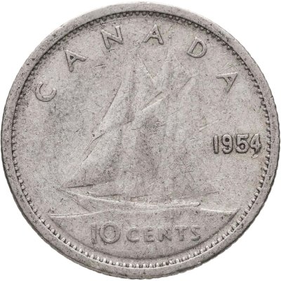 купить Канада 10 центов (cents) 1954