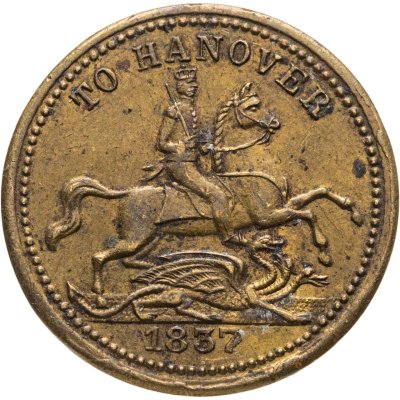 купить Великобритания, сатирический жетон 1837 года "Герцог камберлендский Эрнст Август уезжает в Ганновер"