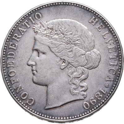 купить Швейцария 5 франков 1890