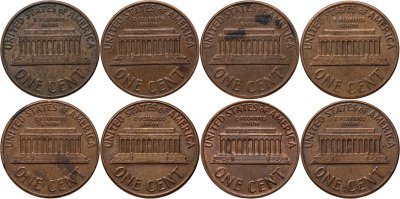 купить США полный набор монет 1 цент 1959-1969 по годам чеканки, двор D (Денвер), 8 штук