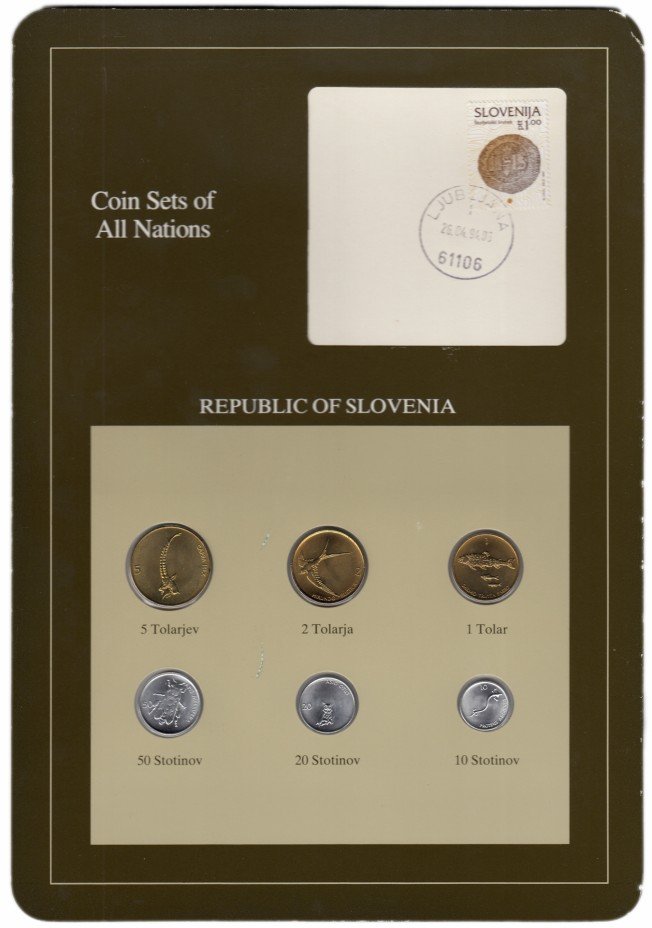 купить Серия "Наборы монет всех стран мира" - Словения (набор из 6 монет и 1 марки в буклете)