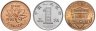 Купить Набор из 3 монет - 1 цент США, 1 цзяо Китая, 1 цент Канады 1953-2020, случайная дата, разные виды