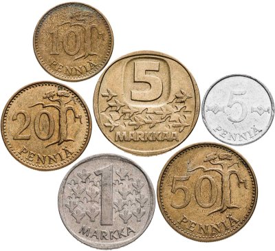 купить Финляндия набор монет 5-50 пенни и 1,5 марок 1979 (6 шт.)