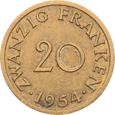 купить Саар 20 франков (francs) 1954