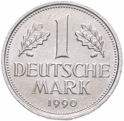 купить Германия 1 марка 1990, знак монетного двора: "F" - Штутгарт