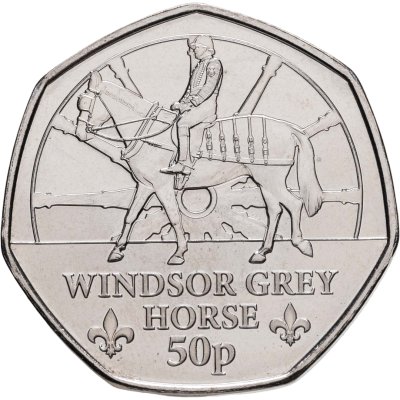 купить Гернси 50 пенсов 2024 «Королевская конюшня - Виндзорская серая лошадь»