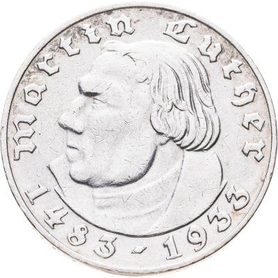 купить Германия (Третий рейх) 2 рейхсмарки (reichsmark) 1933 А "450 лет со дня рождения Мартина Лютера"