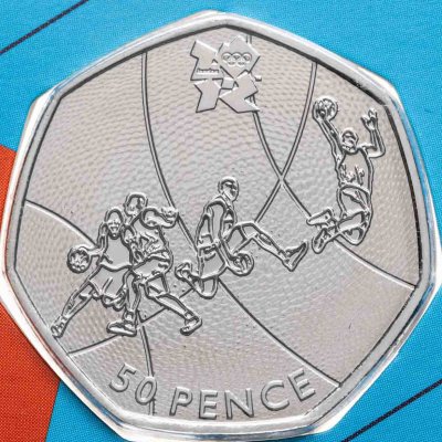 купить Великобритания 50 пенсов (pence) 2011 "XXX летние Олимпийские Игры, Лондон 2012 - Баскетбол" в буклете