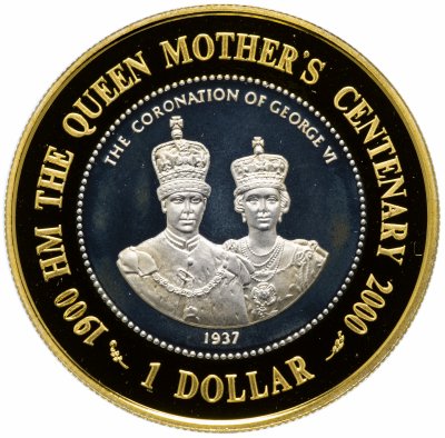 купить Бермуды 1 доллар 2000 "Коронация Георга VI" с сертификатом
